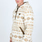 Mens Aztec Sherpa Hooded Pullover - Cream