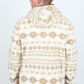 Mens Aztec Sherpa Hooded Pullover - Cream