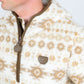 Mens Aztec Sherpa Hooded Pullover - Cream