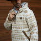 Mens Aztec Sherpa Hooded Pullover - Cream