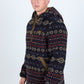 Mens Aztec Sherpa Hooded Pullover - Navy