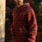 Mens Aztec Sherpa Hooded Pullover - Burgundy