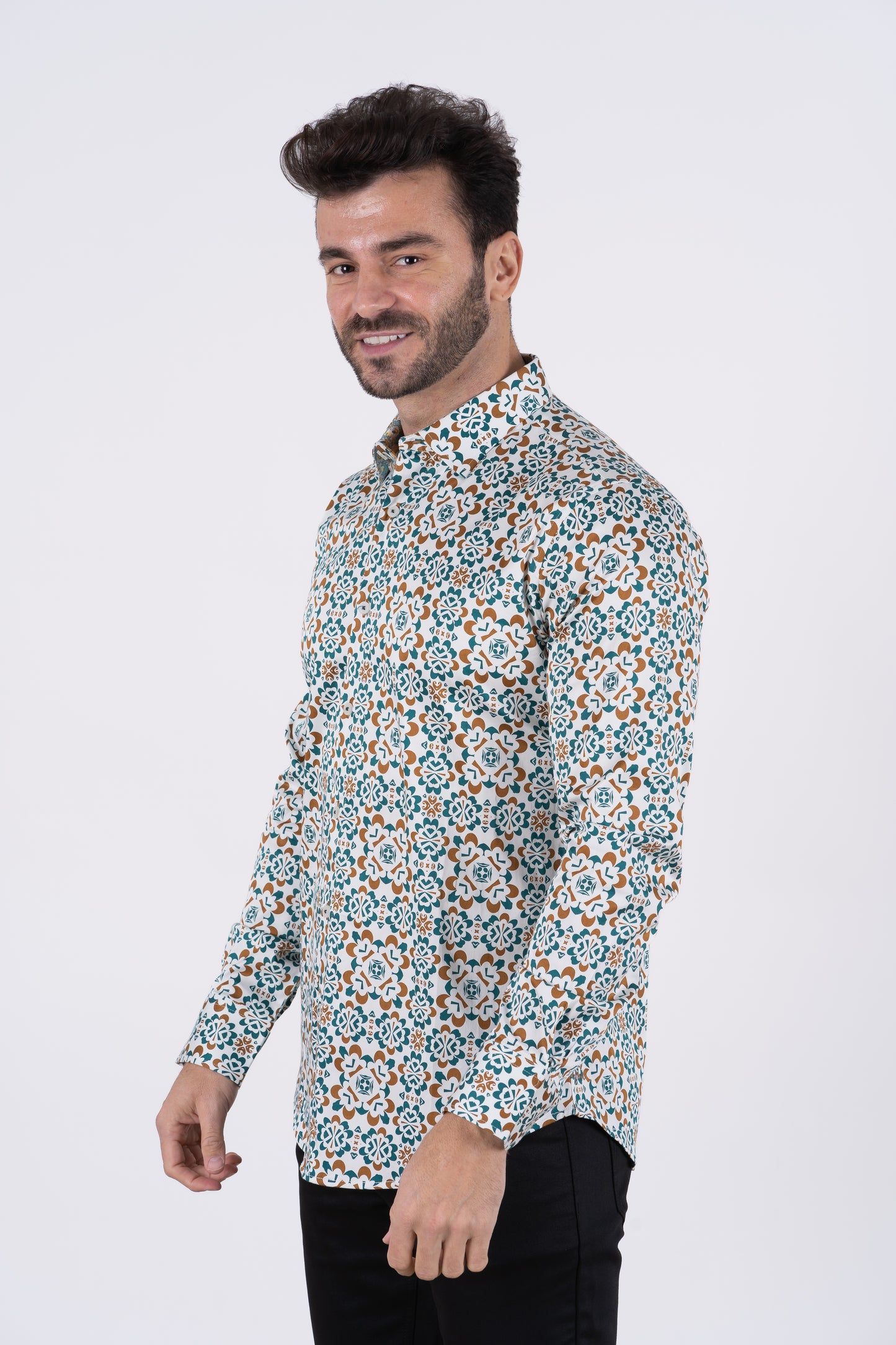 Geometric Botanical Print Shirt