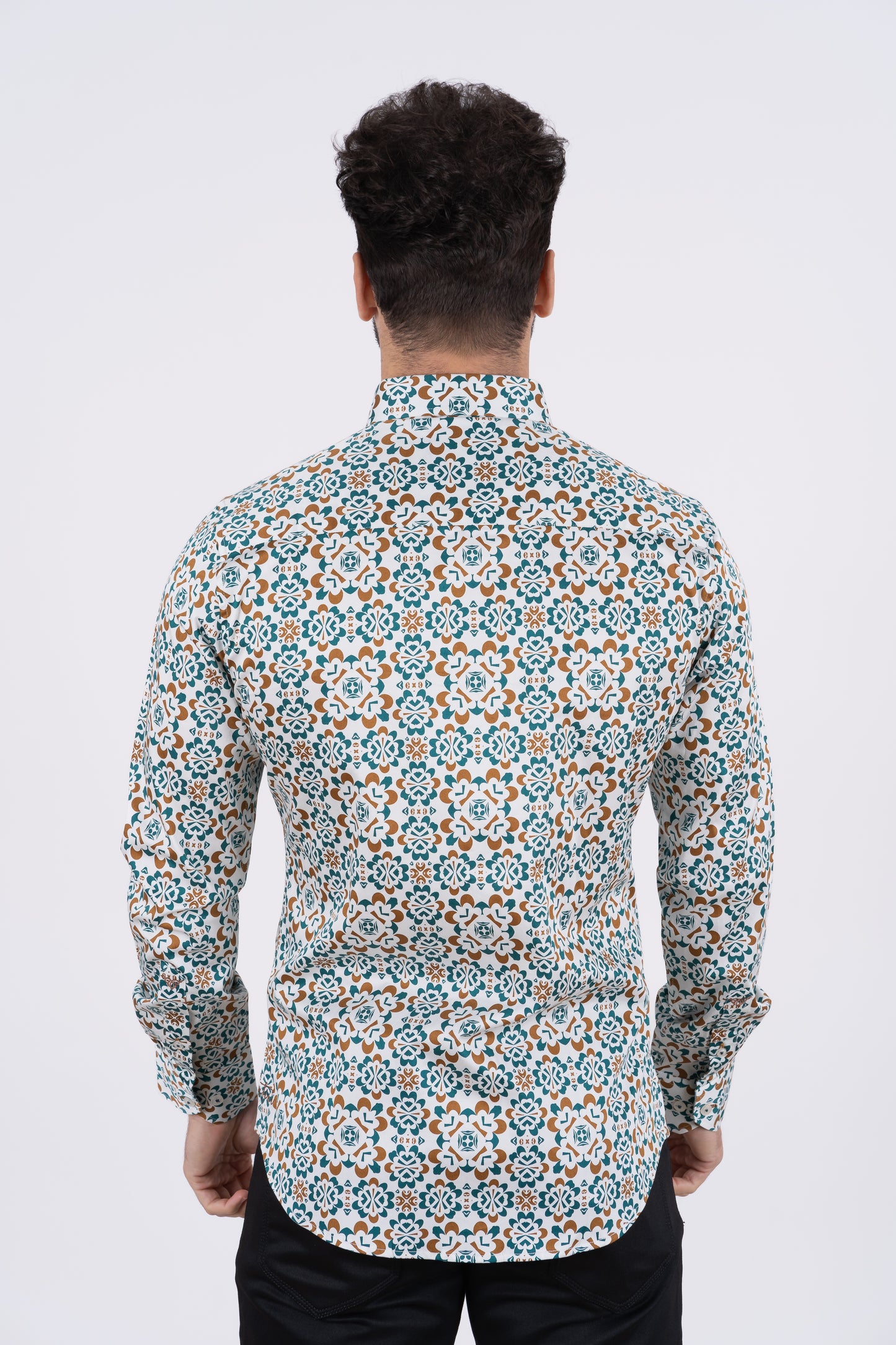 Geometric Botanical Print Shirt