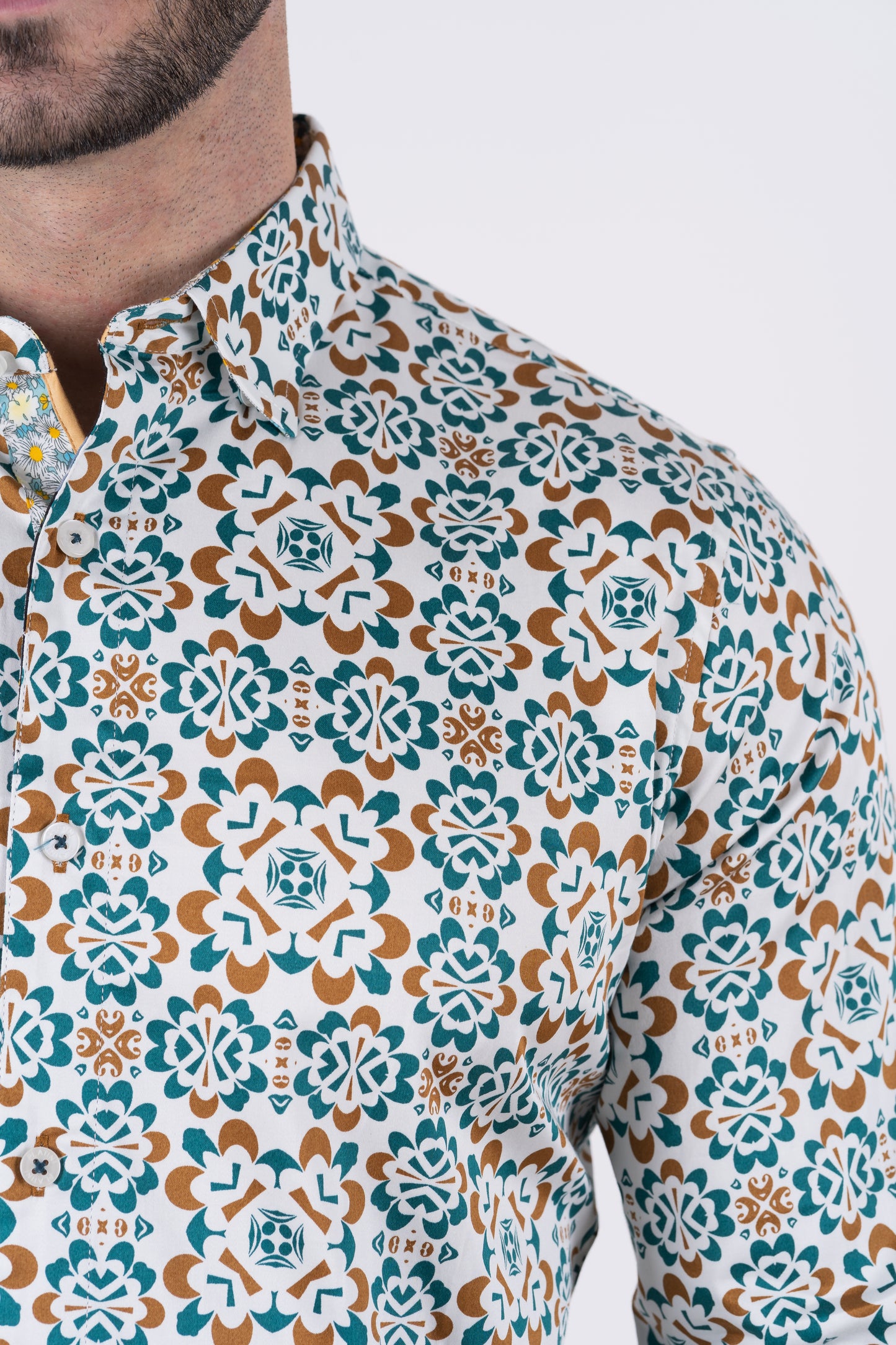 Geometric Botanical Print Shirt