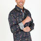 Floral Print Satin Shirt - Black