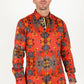 Floral Print Satin Shirt - Red
