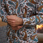 Satin Cotton/Spandex Long Sleeve Shirt - Gold