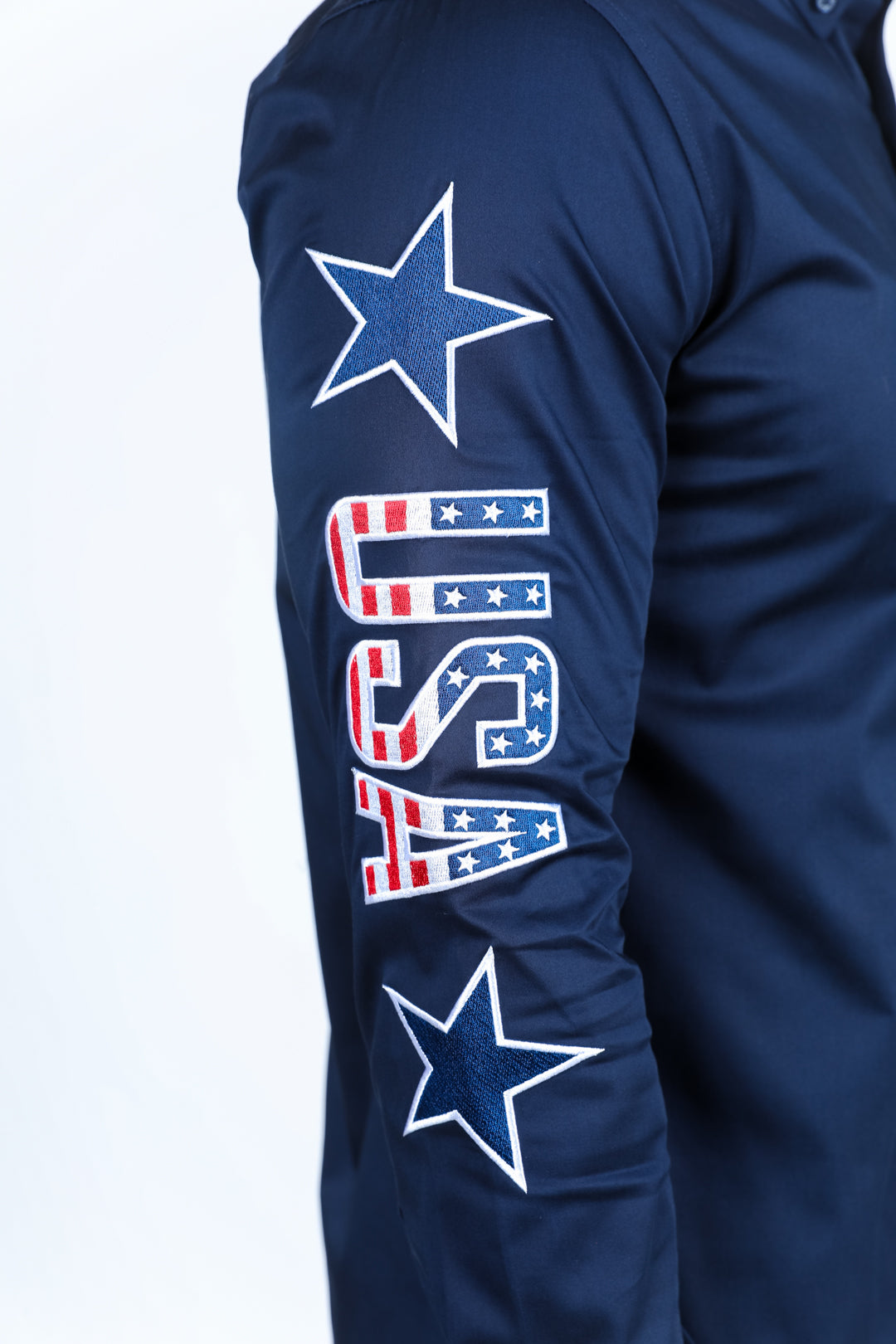 Mens Cotton Modern Fit Stretch USA Embroidery Shirt