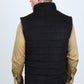 Men's Fur Lined Quilted Faux Suede Vest - Black