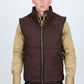 Men's Fur Lined Quilted Faux Suede Vest - Dark Brown