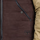 Men's Fur Lined Quilted Faux Suede Vest - Dark Brown