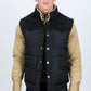Men's Fur Lined Quilted Puffer Vest - Black