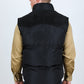 Men's Fur Lined Quilted Puffer Vest - Black