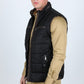 Men's Quilted Fur Lined Vest - Black