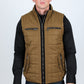 Men's Quilted Fur Lined Vest - Camel