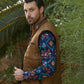 Men's Quilted Fur Lined Vest - Camel