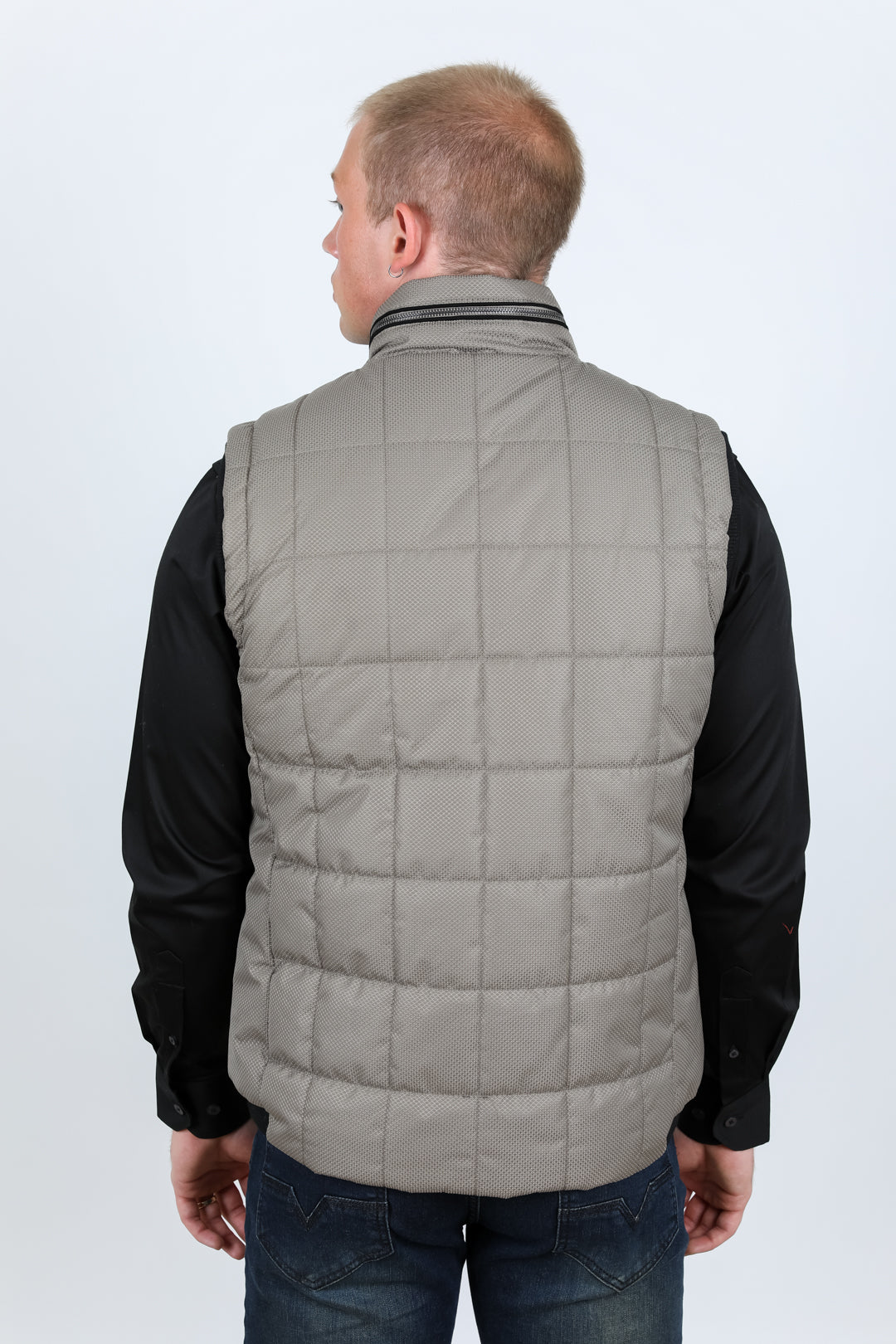 Men's Quilted Fur Lined Vest - Mocha