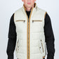 Men's Quilted Fur Lined Vest - Beige