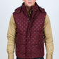 Men's Fur Lined Quilted Monogram Vest - Burgundy