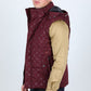 Men's Fur Lined Quilted Monogram Vest - Burgundy