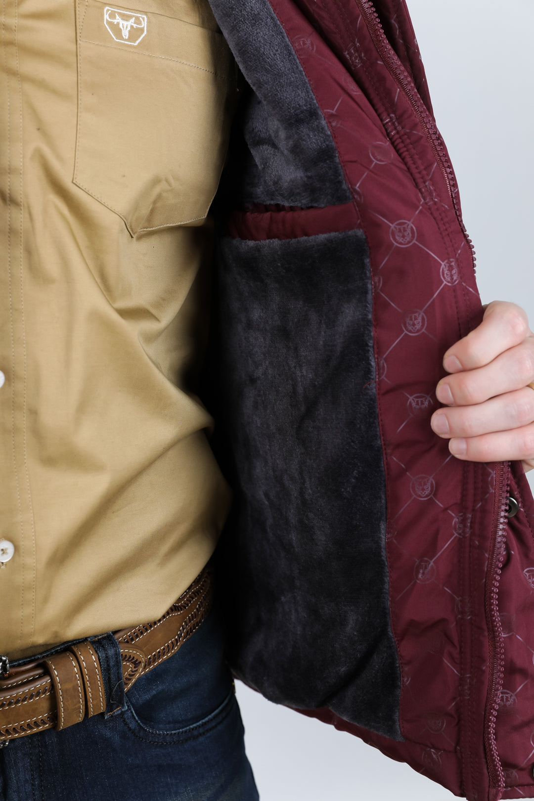 Burgundy quilted hotsell jacket mens