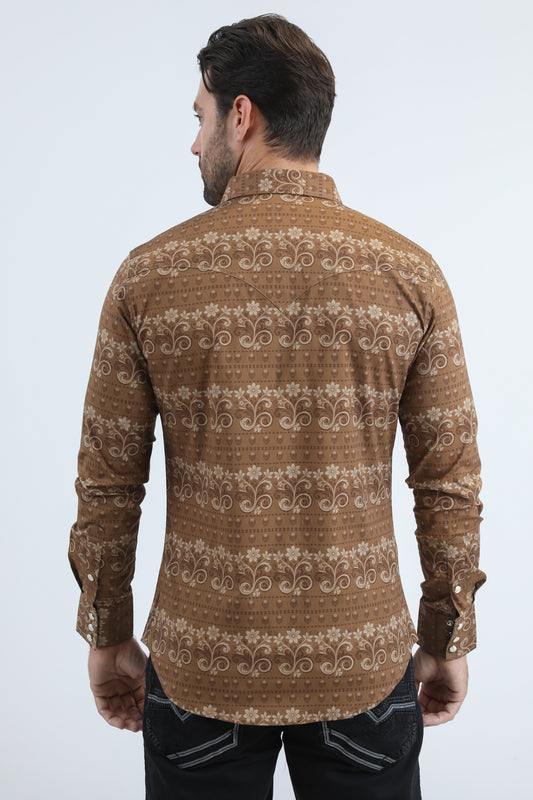 camel large scale botanical western shirt men platini side