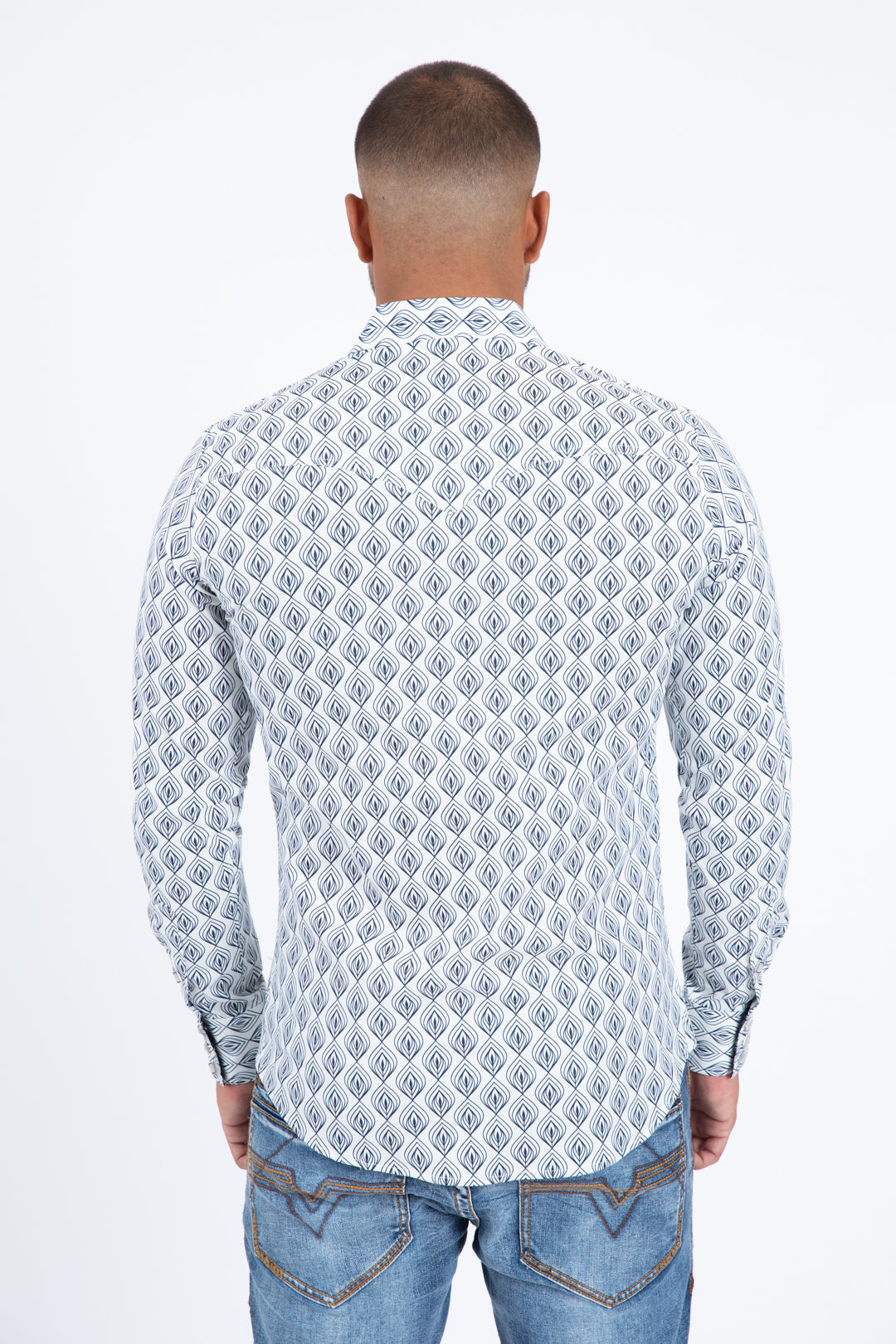 Micro Pattern Geometric Western Shirt