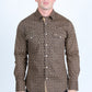Mens Western Modern Fit Cotton/Spandex Long Sleeve Shirt with Snaps - Brown