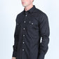 Mens Western Modern Fit Cotton/Spandex Long Sleeve Shirt with Snaps - Black/Gray