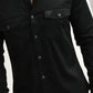 Men's Modern Fit Solid Black Dress Shirt