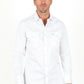 Men’s Single Pocket Logo Modern Fit Stretch Dress Shirt - White