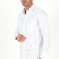 Men’s Single Pocket Logo Modern Fit Stretch Dress Shirt - White