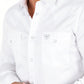 Men’s Single Pocket Logo Modern Fit Stretch Dress Shirt - White