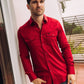 Men's Modern Fit Solid Red Dress Shirt