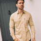 Men's Modern Fit Solid Beige Dress Shirt