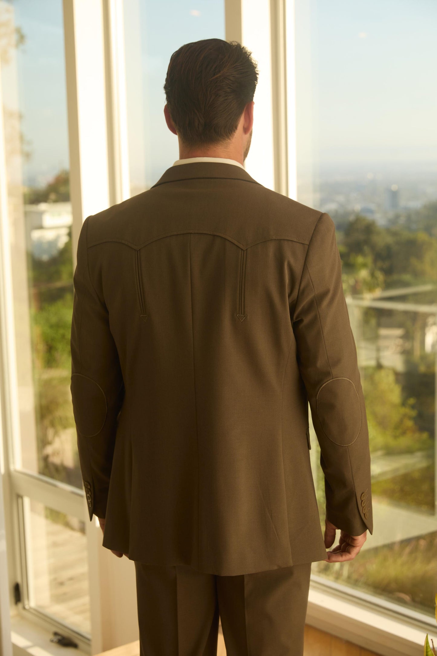 Men's Western Sport Brown Suit With Elbow Patches