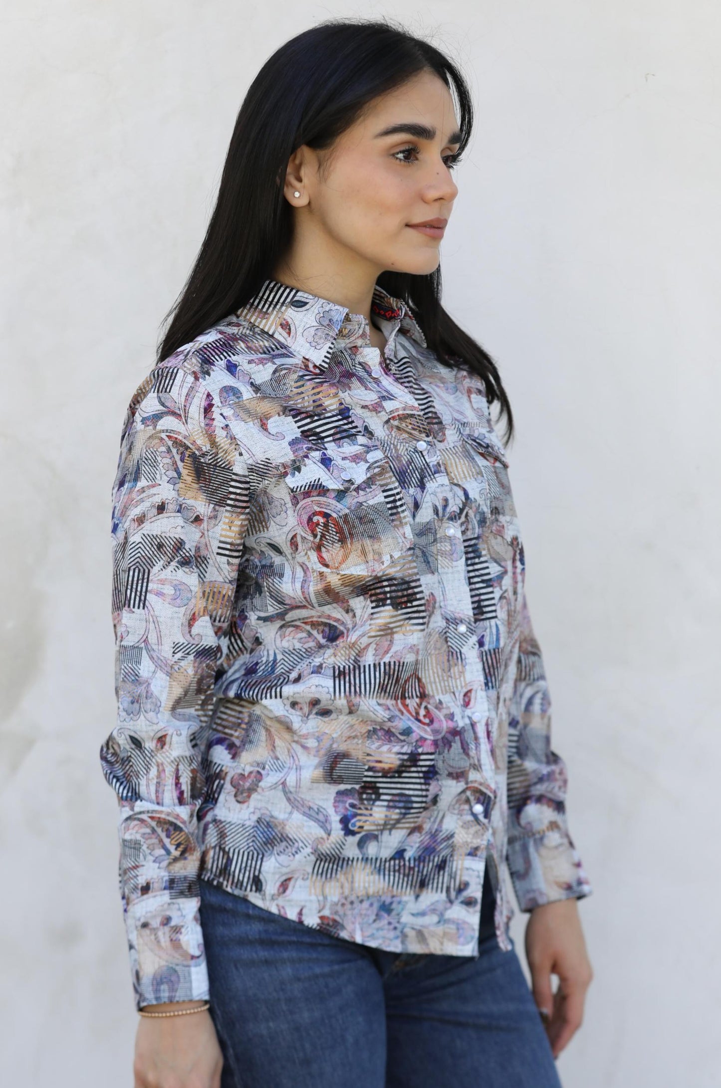 Womens Modern Fit Stretch Foil Fashion Shirt