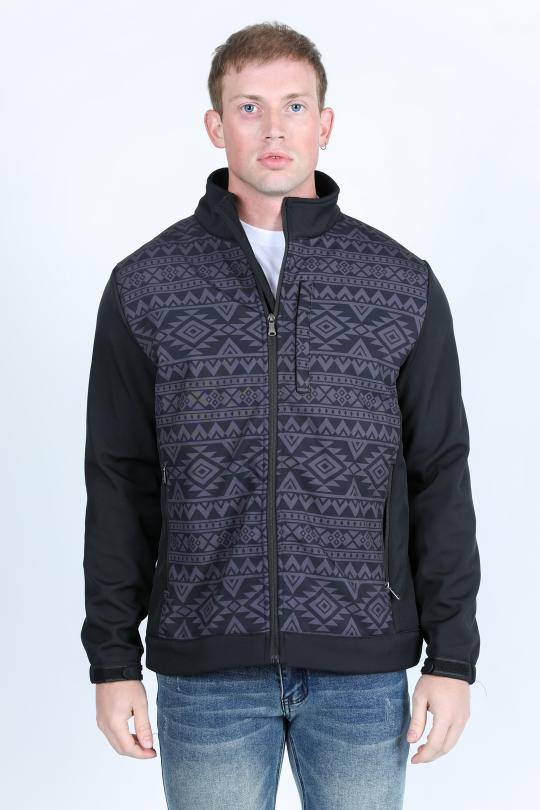 black aztec concealed carry softshell jacket front platini front