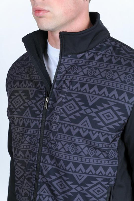 black aztec concealed carry softshell jacket detail platini detail