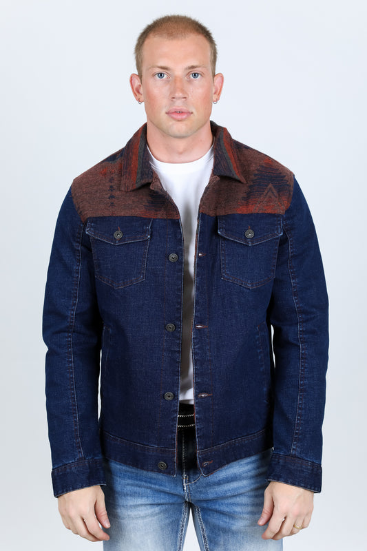 indigo aztec denim jacket platini front