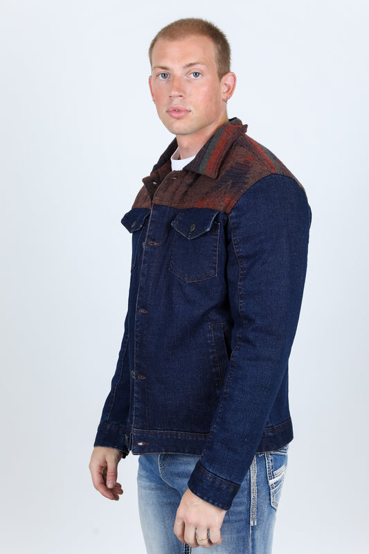 indigo aztec denim jacket platini side