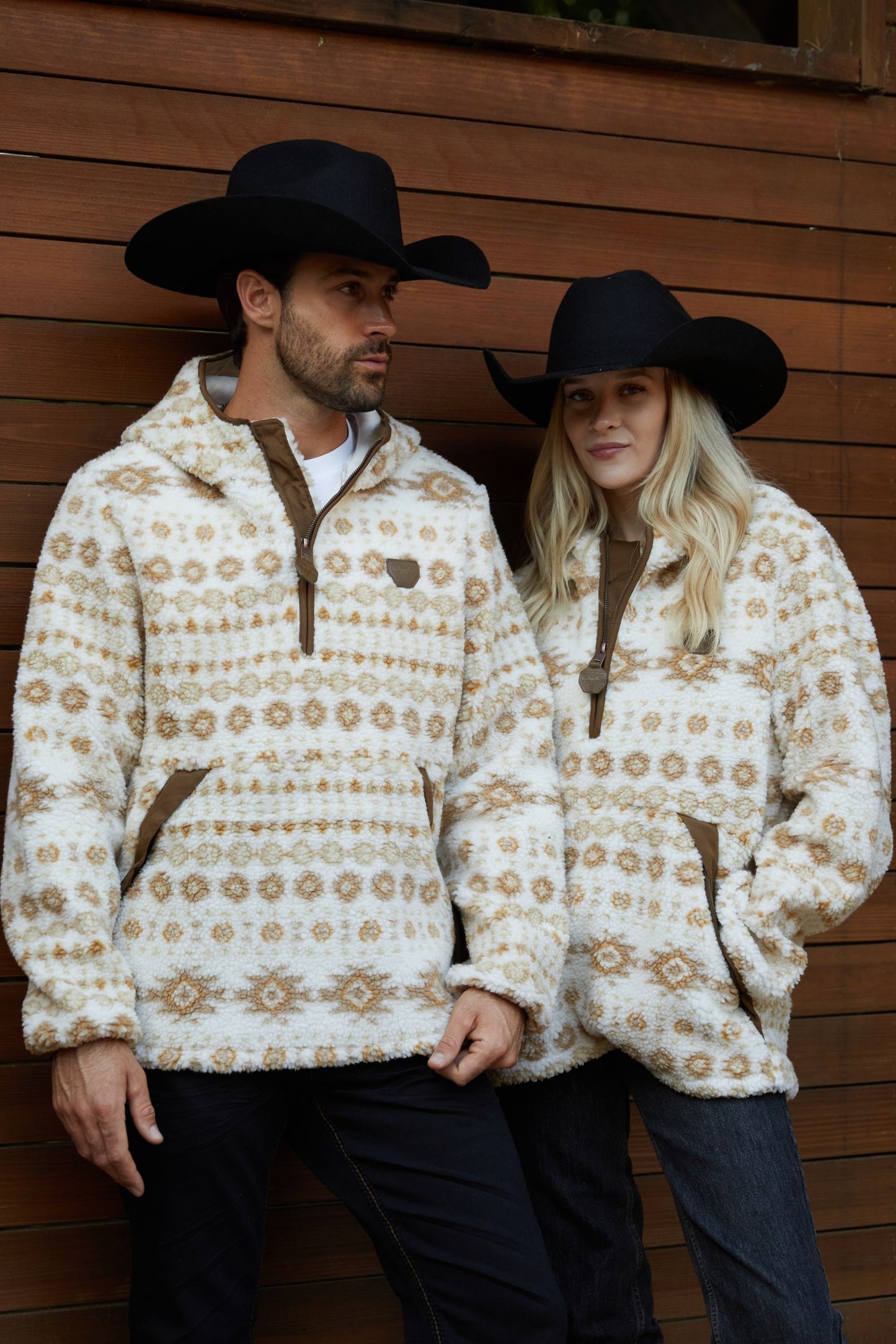 cream aztec sherpa pullover front platini