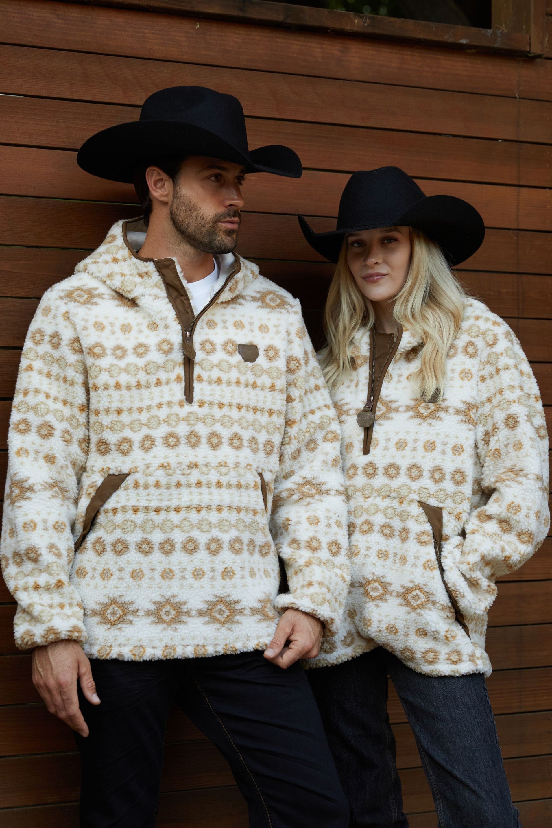 cream aztec sherpa pullover front platini