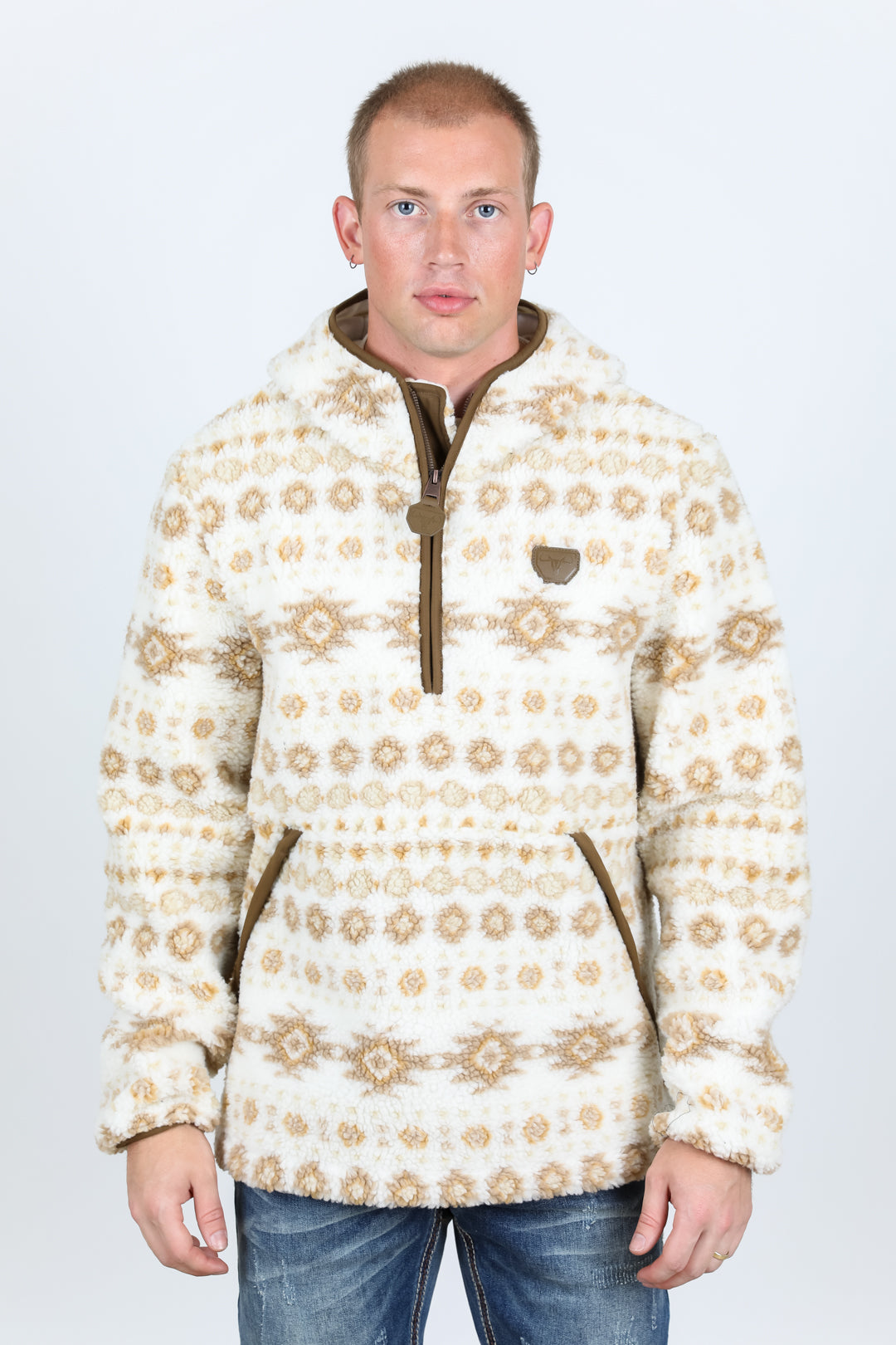 cream aztec sherpa pullover back platini