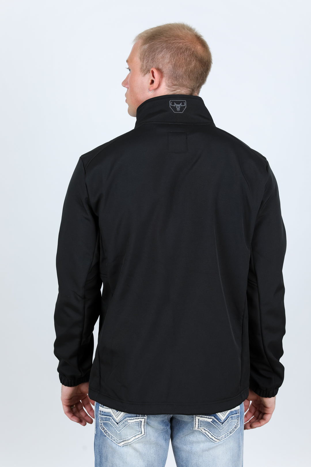 black aztec softshell jacket side platini back