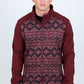 burgundy aztec softshell jacket front platini front