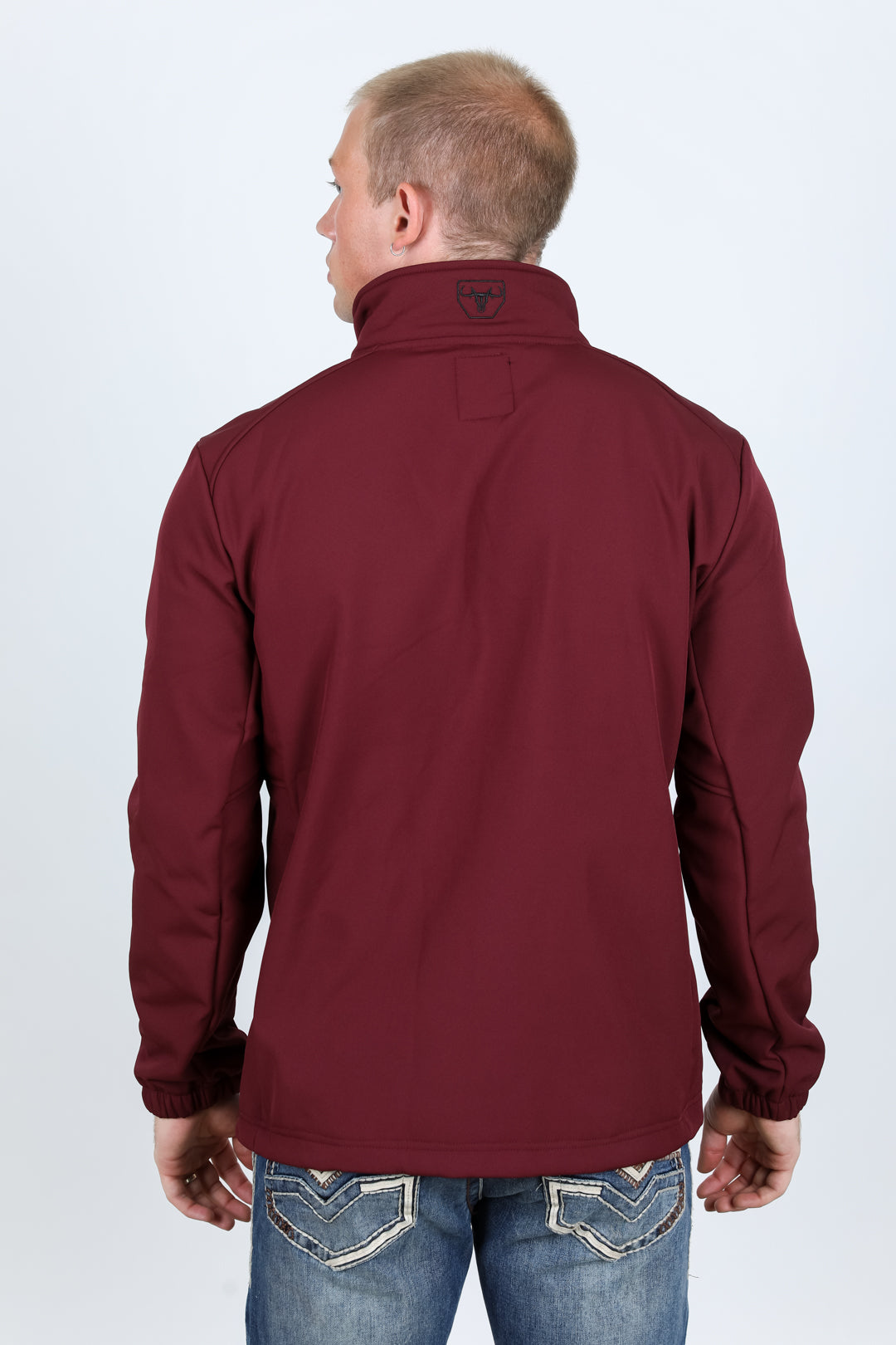burgundy aztec softshell jacket side platini back