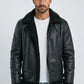 black b3 aviator shearling jacket men platini front