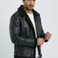 black b3 aviator shearling jacket men platini side